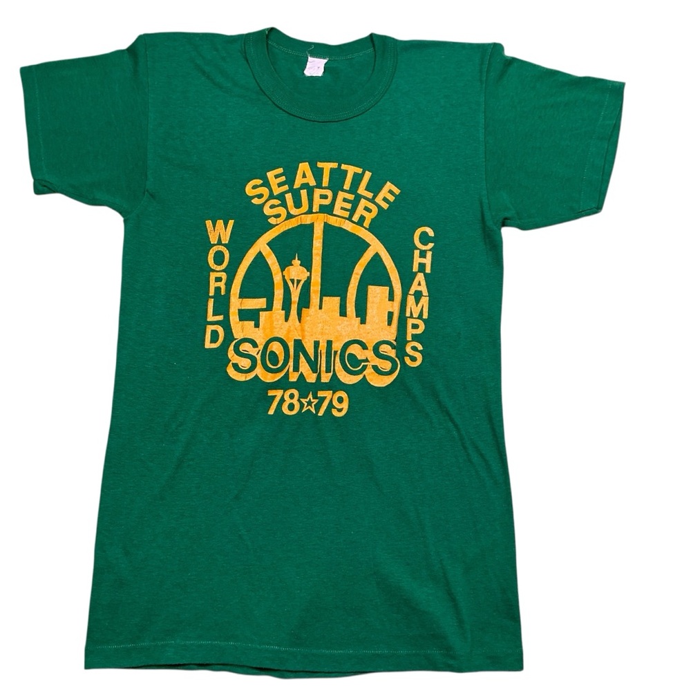Vintage 70s Seattle SuperSonics NBA World Champions single stitch Tshirt adult S - Picture 1 of 5